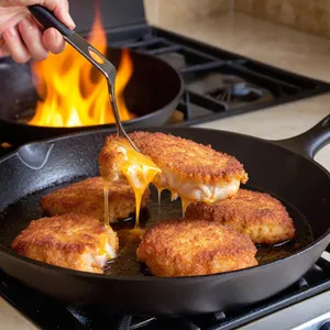 Рецепт Куриные отбивные с ананасом и сырной глазурью - Обжарка отбивных