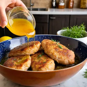 Рецепт Куриные отбивные с черешней и миндалем - Маринование курицы