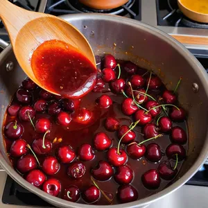 Рецепт Куриные отбивные с черешней и миндалем - Приготовление соуса с черешней
