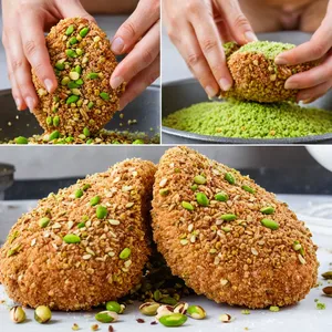 Рецепт Куриные отбивные с фисташковой корочкой и мятным йогуртом - Панировка отбивных