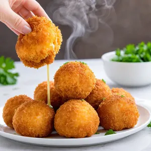 Рецепт Куриные шарики в сырной корочке - Подача и сервировка