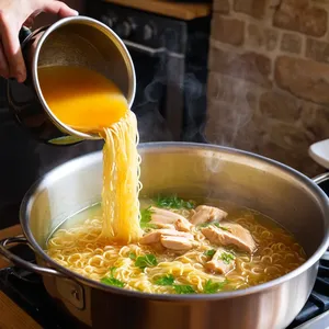 Рецепт Куриный бульон с лапшой и зеленью - Приготовление лапши