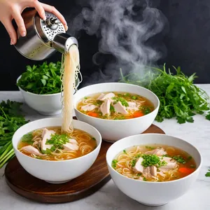 Рецепт Куриный бульон с лапшой и зеленью - Сборка блюда