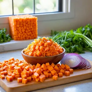 Рецепт Куриный суп-лапша с бататом и кинзой - Подготовка овощей