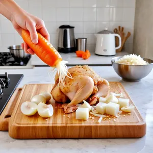 Рецепт Куриный суп-лапша с эдамаме и кунжутным маслом - Подготовка куриного филе и овощей