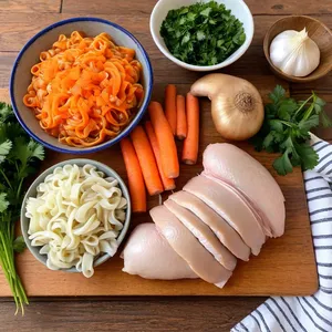 Рецепт Куриный суп-лапша с грибами и кинзой - Подготовка ингредиентов