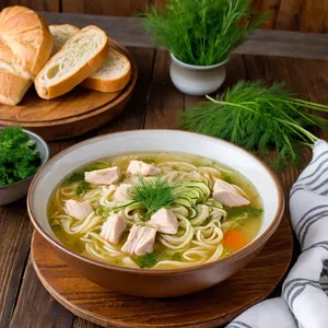 Рецепт Куриный суп-лапша с кабачками и укропом - Подача