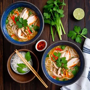Рецепт Куриный суп-лапша с лемонграссом и кокосовым молоком - Сборка блюда