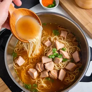 Рецепт Куриный суп-лапша с манго и кинзой - Добавление лапши и специй