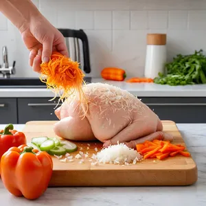 Рецепт Куриный суп-лапша с печеным перцем и кинзой - Подготовка куриного филе и овощей