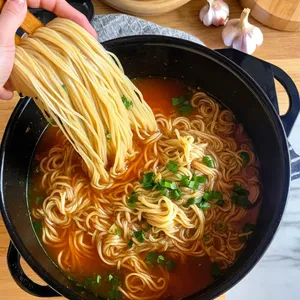Рецепт Куриный суп-лапша с цукини и чесноком - Добавление лапши и чеснока