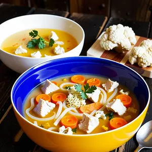 Рецепт Куриный суп-лапша с цветной капустой и куркумой - Подача