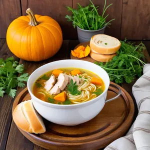 Рецепт Куриный суп-лапша с тыквой и куркумой - Подача супа