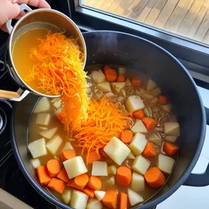 Рецепт Куриный суп с лапшой и зеленью - Добавление овощей в суп