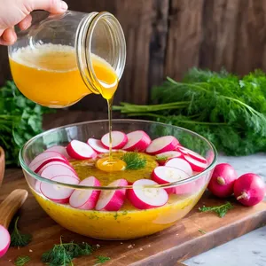 Рецепт Квашеная редька с медом и горчицей - Смешивание ингредиентов