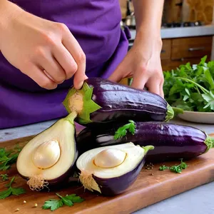 Рецепт Квашеные баклажаны с чесноком и зеленью - Наполнение баклажанов
