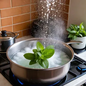 Рецепт Квашеные кабачки с лимоном и мятой - Подготовка мяты и рассола