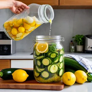 Рецепт Квашеные кабачки с лимоном и мятой - Заливка рассолом и ферментация