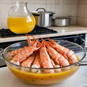 Рецепт Лангустины с чесночно-лимонным соусом на гриле - Маринование лангустинов