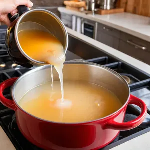 Рецепт Луковый суп с бальзамическим кремом и гренками - Сборка супа