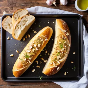 Рецепт Луковый суп с гранатовой карамелью и кедровыми орешками - Подготовка гренок