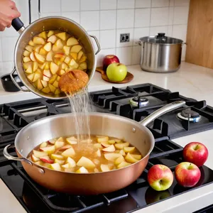Рецепт Луковый суп с яблочным пюре и жареным беконом - Приготовление яблочного пюре