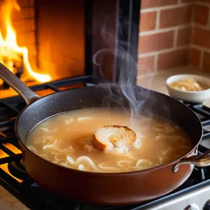Рецепт Луковый суп с карамелизированным чесноком и тимьяном - Варка супа