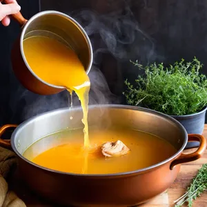 Рецепт Луковый суп с шафраном и хрустящим луком-шалот - Добавление бульона и специй