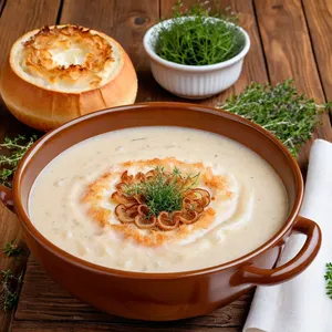 Рецепт Луковый суп с шафраном и хрустящим луком-шалот - Подача
