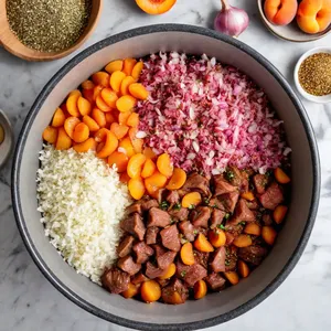 Рецепт Манты с абрикосом и ягненком - Приготовление начинки