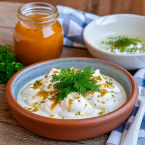 Рецепт Манты с айраном и курицей - Подача