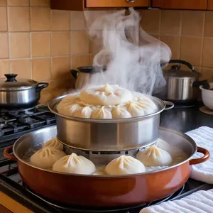 Рецепт Манты с черешней и бараниной - Приготовление на пару