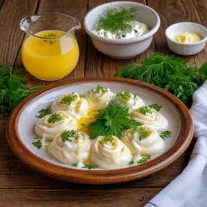 Рецепт Манты с грибами и курицей - Подача