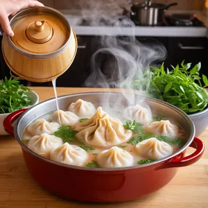 Рецепт Манты с шампиньонами и свининой - Приготовление мантов