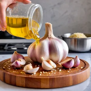 Рецепт Маринованная морковь с медом и куркумой - Добавление чеснока и масла