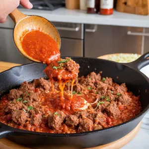 Рецепт Мясная запеканка с баклажанами и адыгейским сыром - Приготовление мясной основы