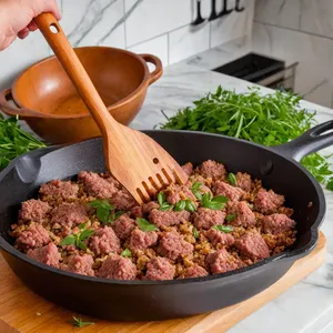 Рецепт Мясная запеканка с баклажанами и бри - Приготовление мясной основы