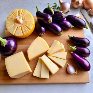 Рецепт Мясная запеканка с баклажанами и гаудой - Подготовка овощей и сыра