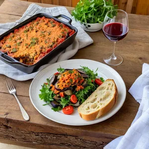Рецепт Мясная запеканка с баклажанами и горгонзолой - Подача