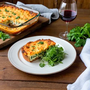 Рецепт Мясная запеканка с баклажанами и козьим сыром - Подача