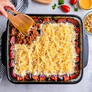 Рецепт Мясная запеканка с баклажанами и маскарпоне - Сборка запеканки