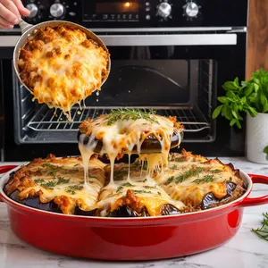 Рецепт Мясная запеканка с баклажанами и маскарпоне - Запекание