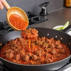 Рецепт Мясная запеканка с баклажанами и моцареллой - Приготовление мясного фарша