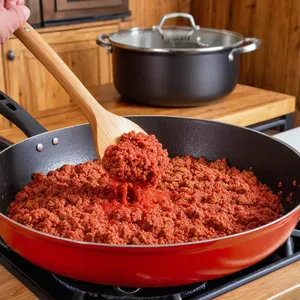 Рецепт Мясная запеканка с баклажанами и пармезаном - Приготовление мясной основы