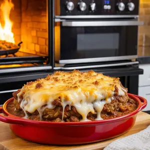 Рецепт Мясная запеканка с баклажанами и пармезаном - Запекание