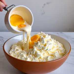 Рецепт Мясная запеканка с баклажанами и сливочным сыром - Подготовка сырной заливки