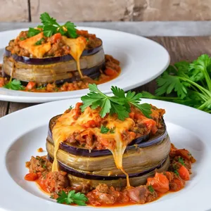 Рецепт Мясная запеканка с баклажанами и сулугуни - Подача