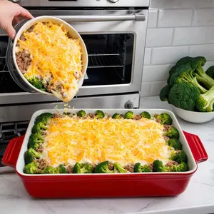 Рецепт Мясная запеканка с брокколи и чеддером - Сборка запеканки