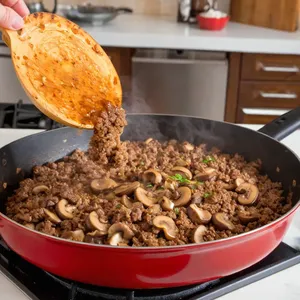 Рецепт Мясная запеканка с грибами и брокколи - Приготовление мясной основы