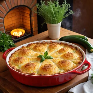 Рецепт Мясная запеканка с кабачками и сыром - Запекание